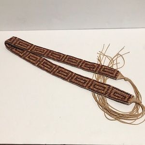 Vintage Wood Beaded Tie Belt